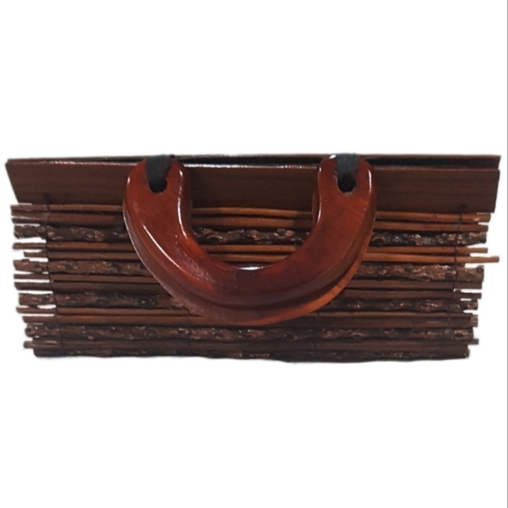 Vintage Handcrafted Twig Wood Handbag Rustic Fairycore Cottagecore Purse - Picture 7 of 7